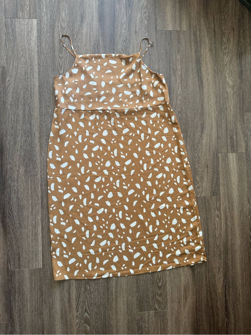 Old Navy Brown Midi Dress with White Spot Print